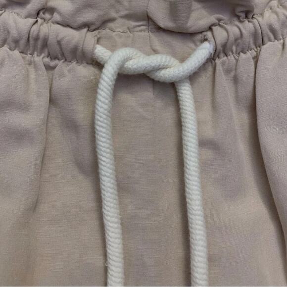 H&M Linen Shorts Light Beige Small High Waist Drawstring Tan Cream Khaki Brown - Picture 2 of 8